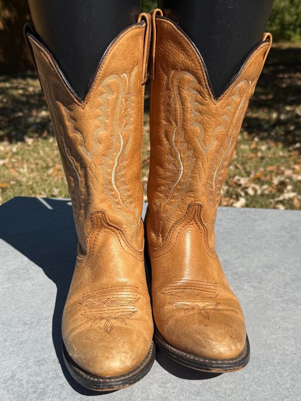 Laredo 51080 Womens 8M Tan Leather Cowboy Boots Western Cowgirl Ranch Core 4389